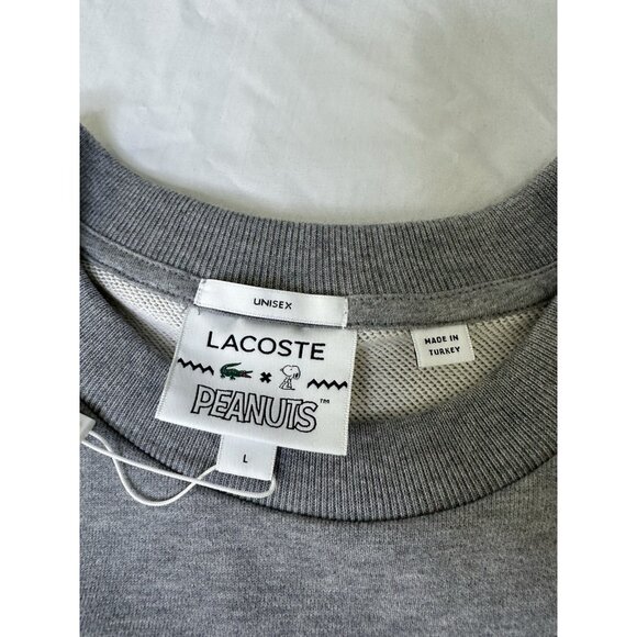 Lacoste X Peanuts Snoopy Graphic Fleece Sweatshirt Gray Unisex L NWT - Picture 6 of 11